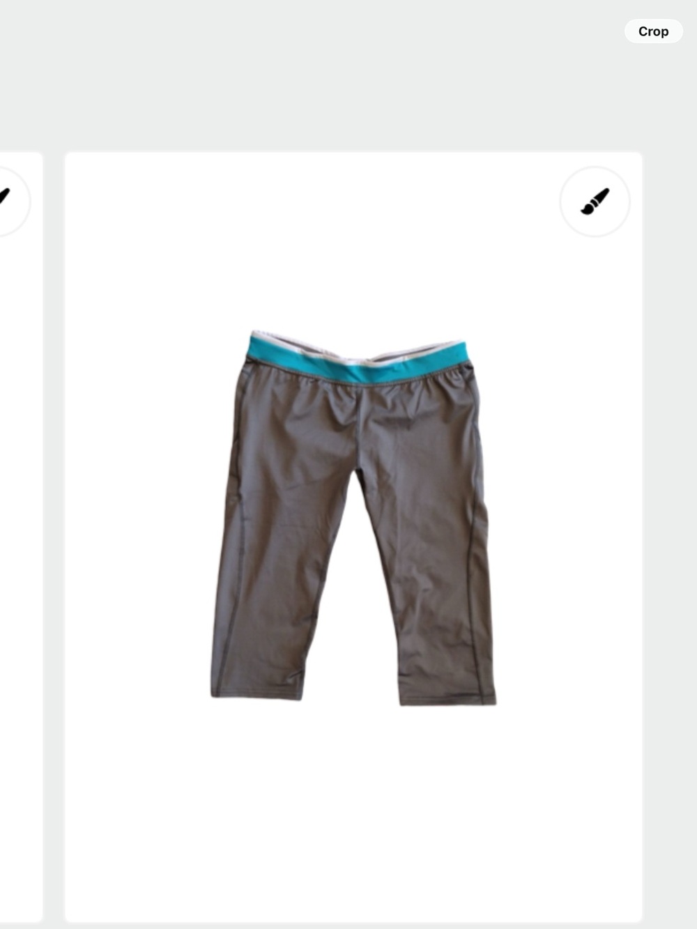 Freddy Gray Capri Leggings with Teal Waistband